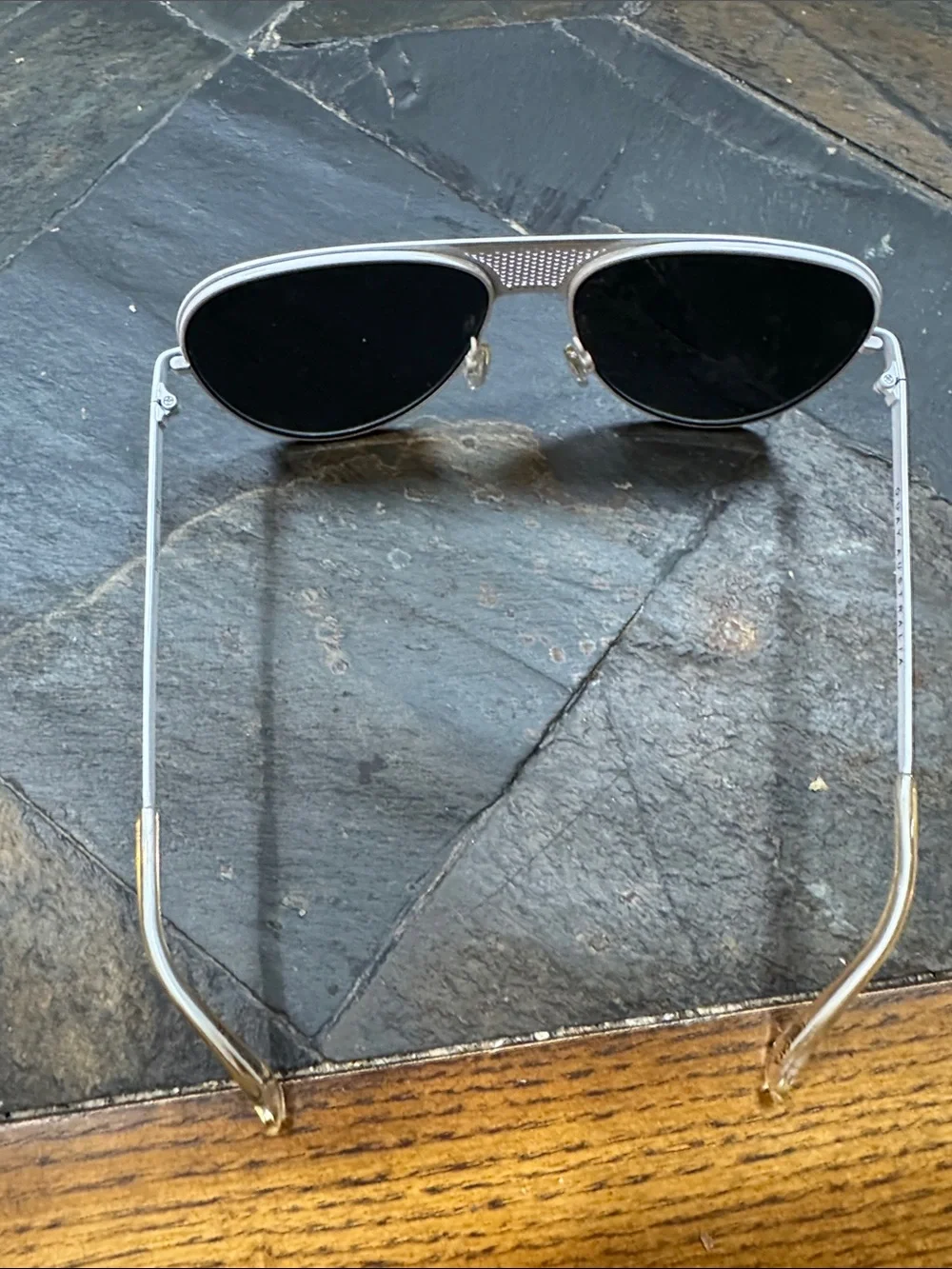 Quay Australia Silver Aviator Sunglasses with Dark Lenses